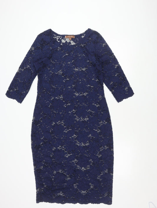 Jolie Moi Women's Blue Lace Dress - Size 16