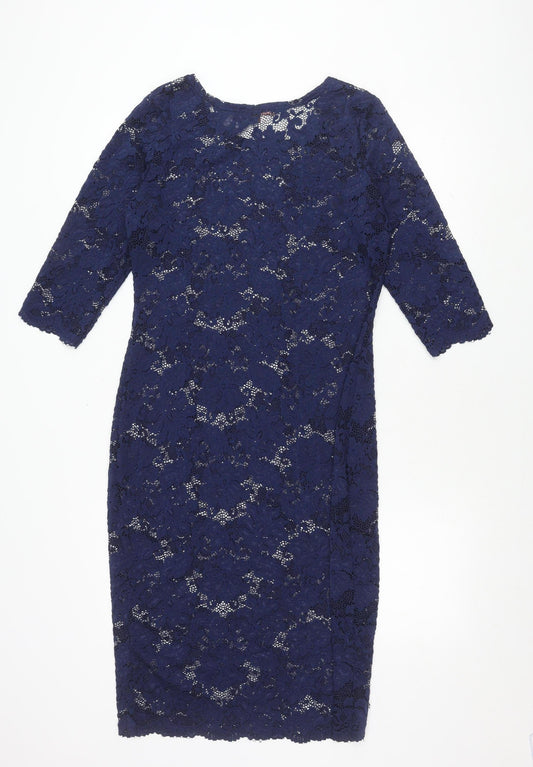 Jolie Moi Women's Blue Lace Dress - Size 16