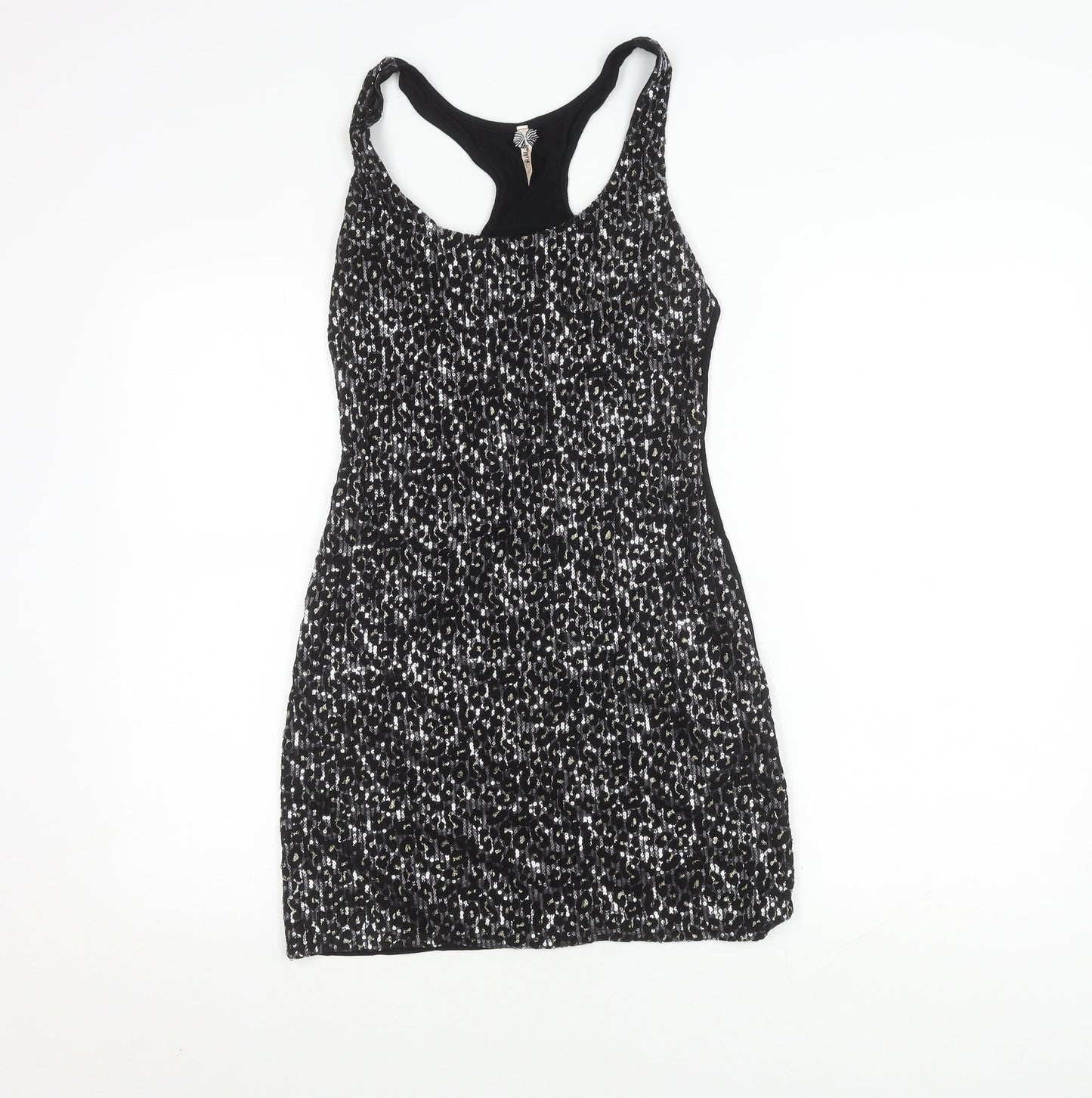 Kikiboo Women's Black Animal Print Sleeveless Dress