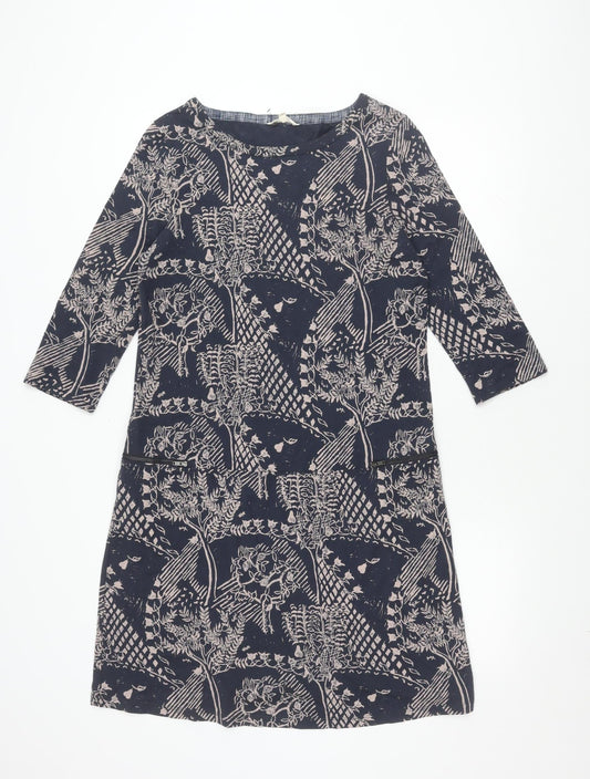White Stuff Women's Blue Floral Shift Dress Size 12