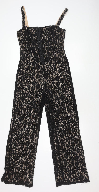Boohoo Women's Black Lace Jumpsuit UK Size 10, Party Style