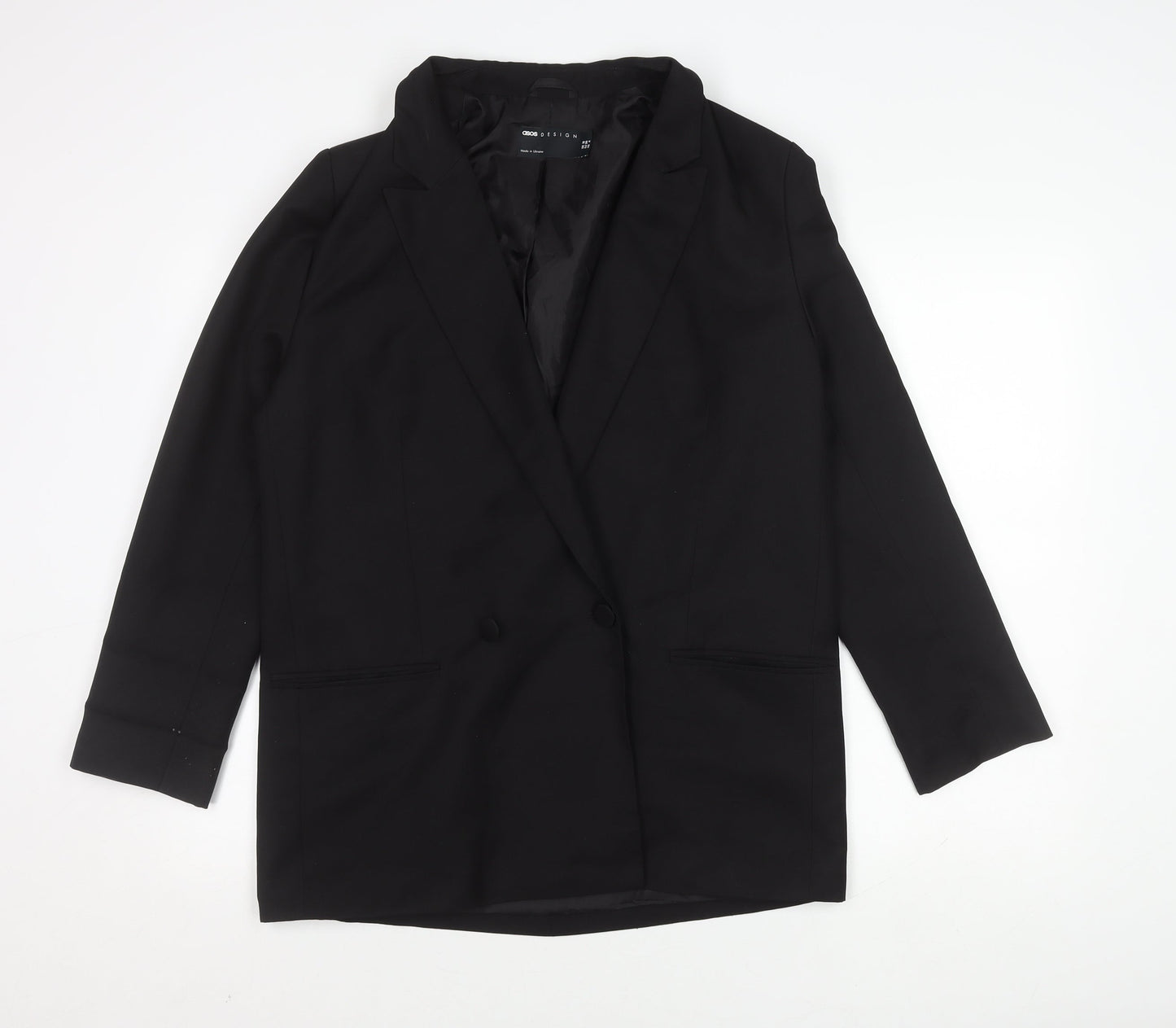 ASOS DESIGN Women's Black Regular Double-Breasted Blazer