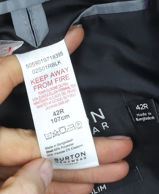 Mens UK Size 42 Burton Regular Black Suit Jacket