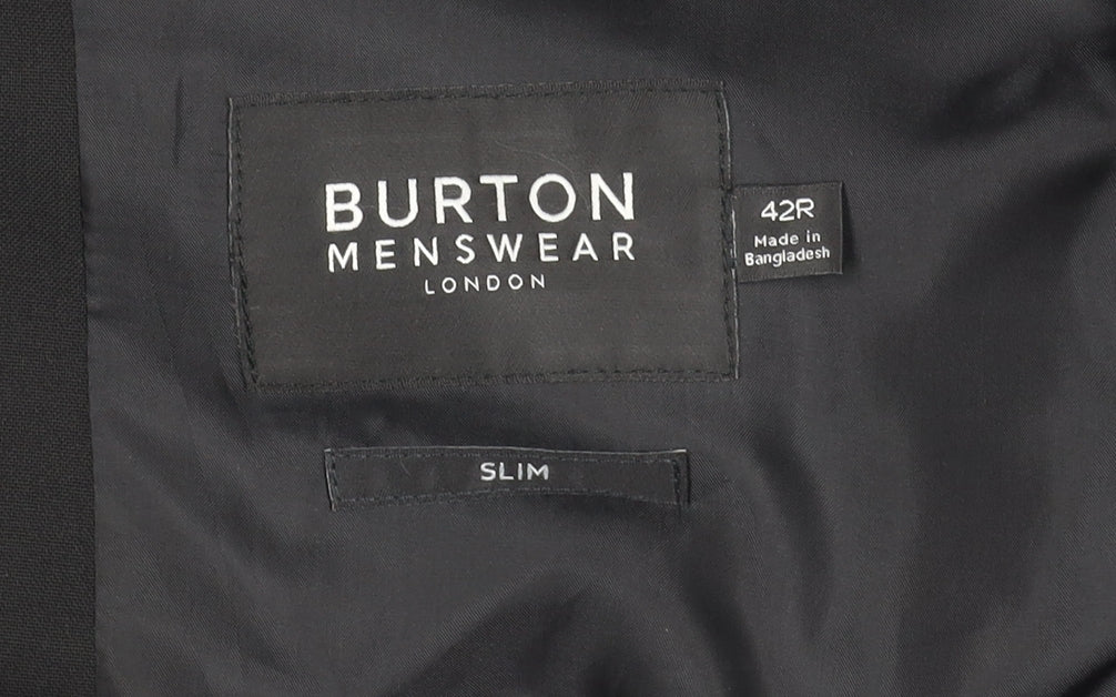 Mens UK Size 42 Burton Regular Black Suit Jacket