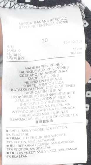 Banana Republic Women's Black Geometric Pencil Skirt Size 10