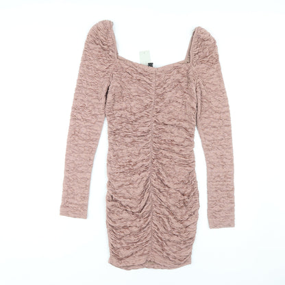 River Island Pink Bodycon Party Dress, Size 8, Long Sleeve
