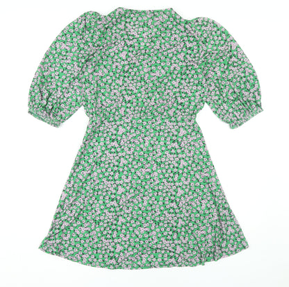 ASOS DESIGN Women's Green Floral Wrap Dress Size 12