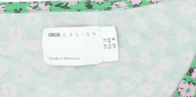 ASOS DESIGN Women's Green Floral Wrap Dress Size 12