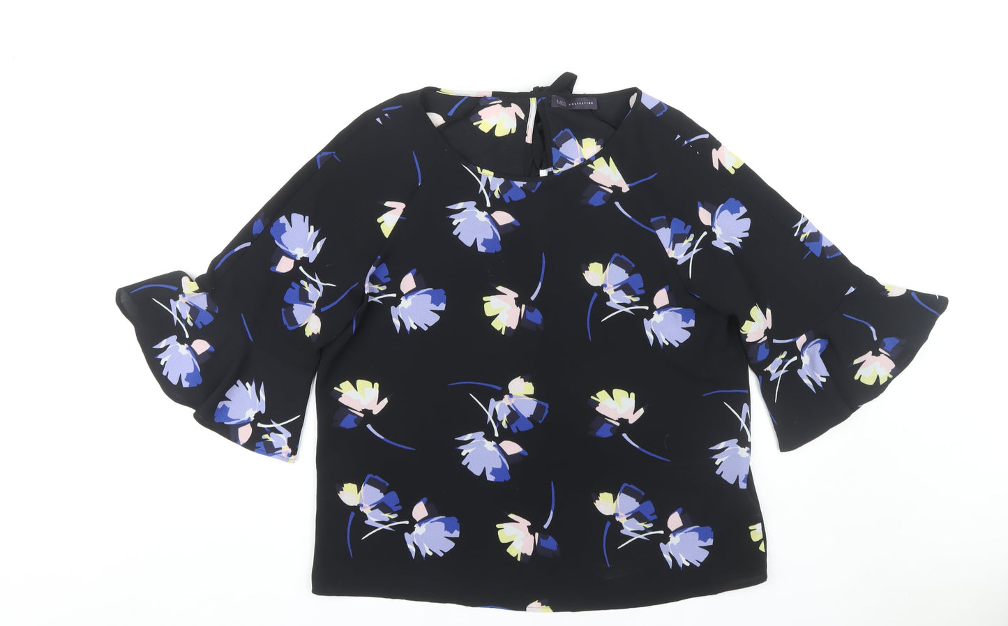 Womens UK Size 14 Marks and Spencer Black Kimono Blouse