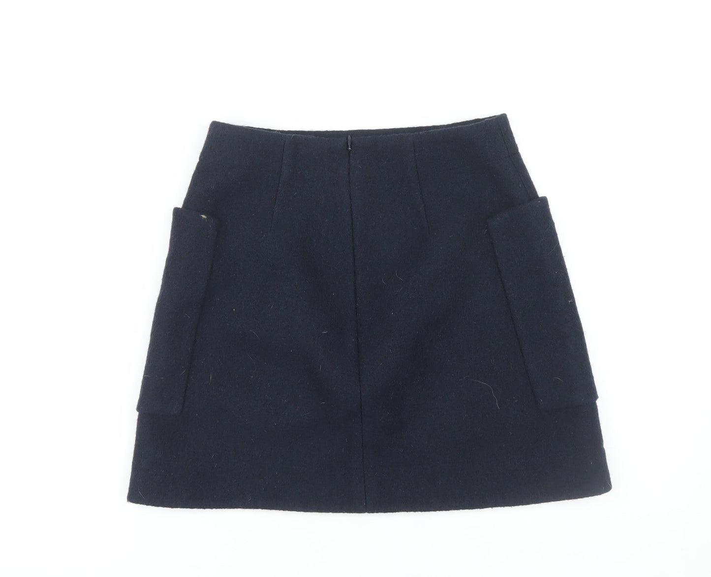 COS Women's Black A-Line Skirt, Size 6, Wool, Pockets