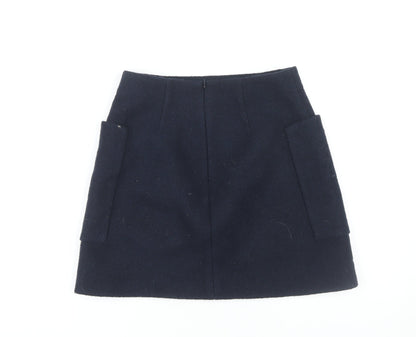 COS Women's Black A-Line Skirt, Size 6, Wool, Pockets