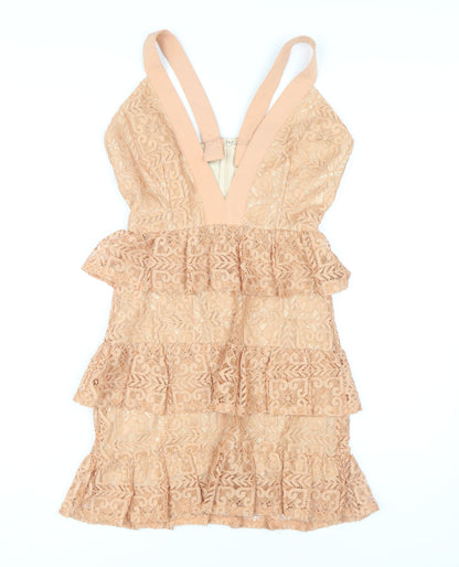 Missguided Beige Lace Bodycon Mini Dress for Women