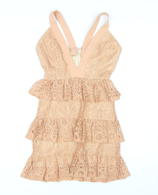 Missguided Beige Lace Bodycon Mini Dress for Women
