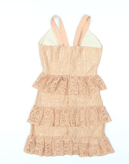 Missguided Beige Lace Bodycon Mini Dress for Women
