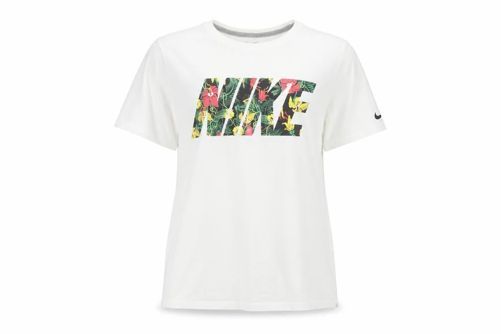Front view of Nike unisex white athletic t-shirt, size S, casual sportswear