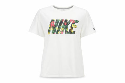 Front view of Nike unisex white athletic t-shirt, size S, casual sportswear