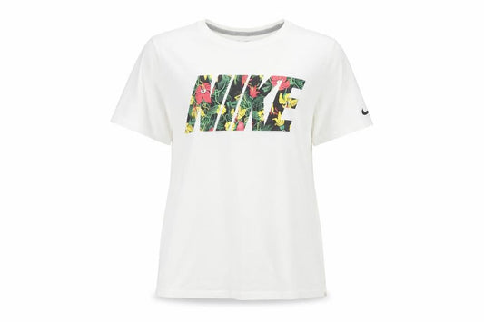 Front view of Nike unisex white athletic t-shirt, size S, casual sportswear