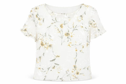 Front view of Vera Mont Women Ivory Floral Blouse, size 14