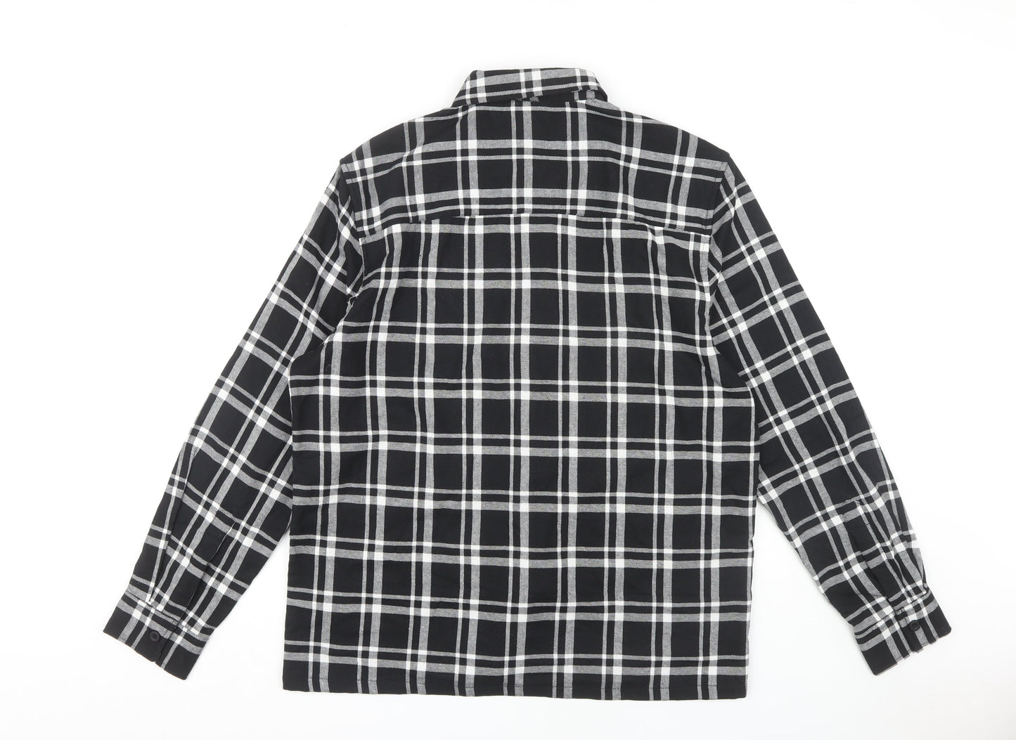 Topman Men's Black Plaid Button-Up Shirt, Size L