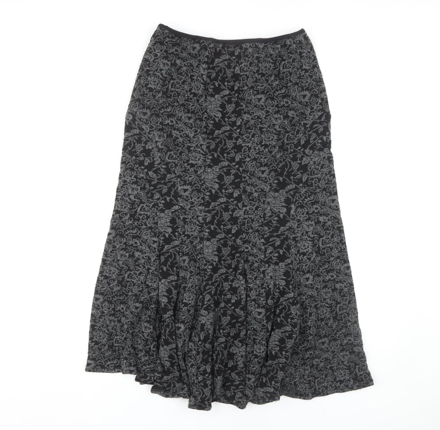 Marks and Spencer Women's Black Floral Skirt, Size 10