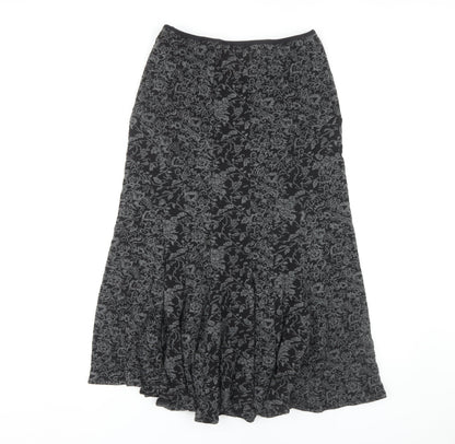 Marks and Spencer Women's Black Floral Skirt, Size 10