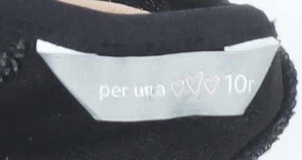 Marks and Spencer Women's Black Floral Skirt, Size 10