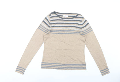 Jasper Conran Women's Beige Striped Pullover Jumper Size 14