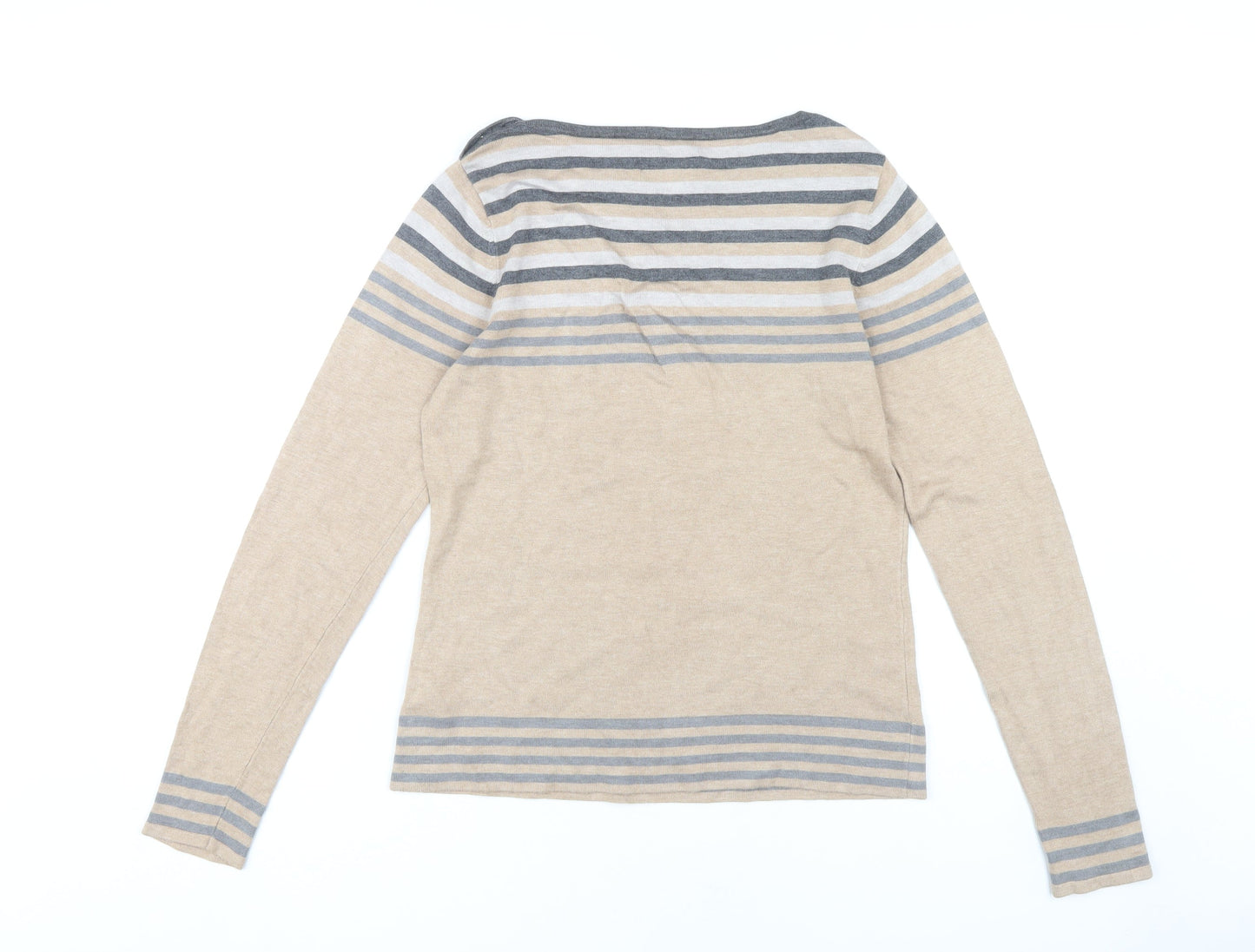 Jasper Conran Women's Beige Striped Pullover Jumper Size 14