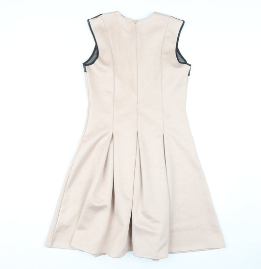 Next Women's Beige Fit & Flare Dress Size 12