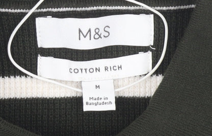 Marks and Spencer Men’s Green Striped Polo Shirt M