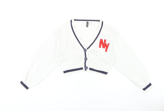 Womens UK Size S H&M White Cardigan Jumper