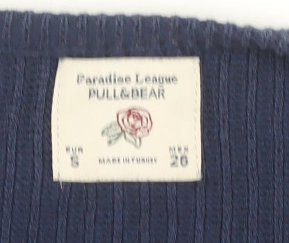 Pull & Bear Women's Blue Striped Pullover Jumper S