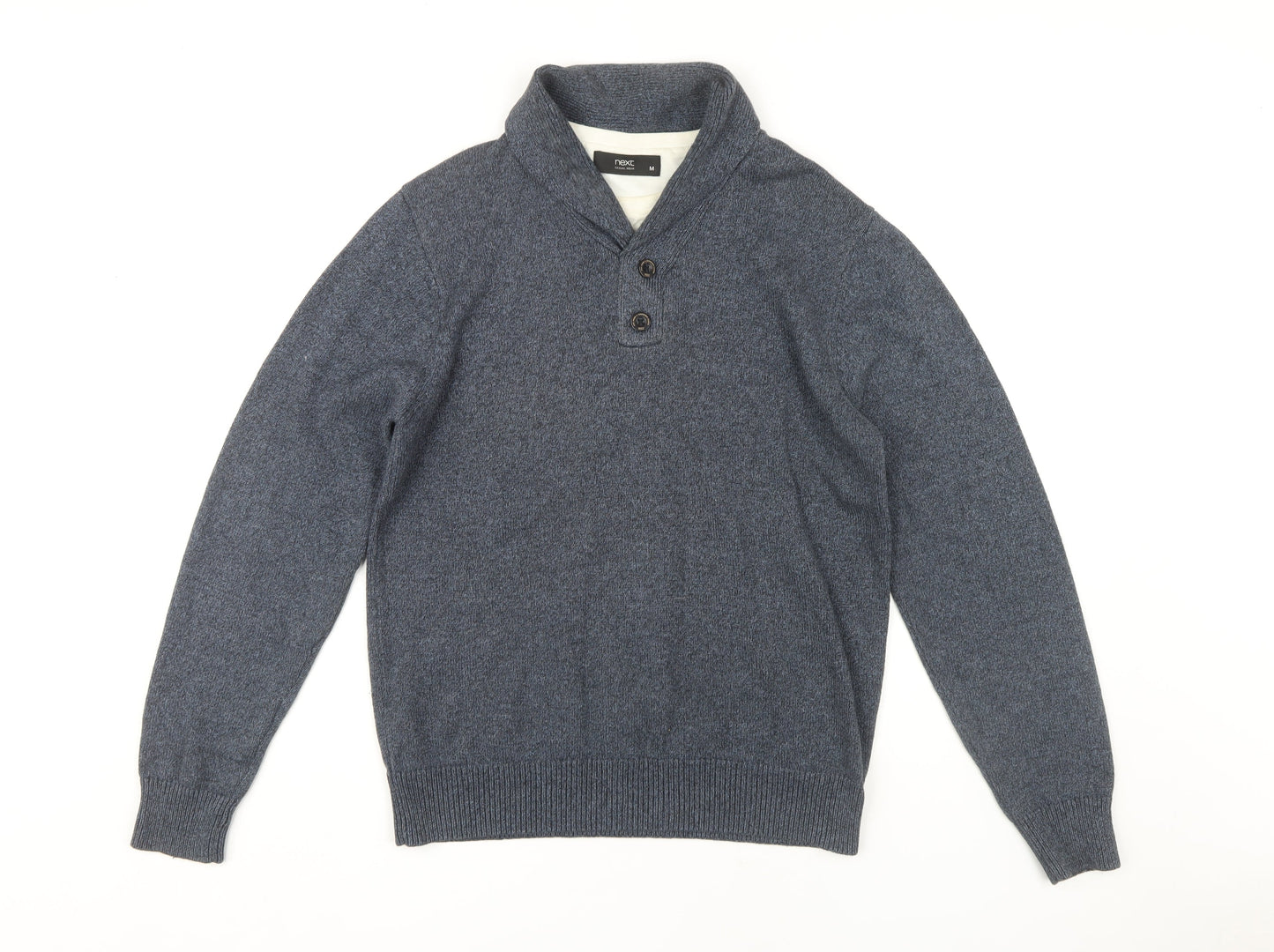 Next Men's Grey Wool Henley Jumper, Size M