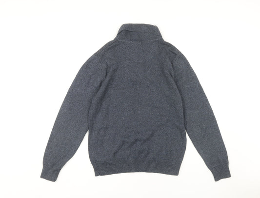 Next Men's Grey Wool Henley Jumper, Size M