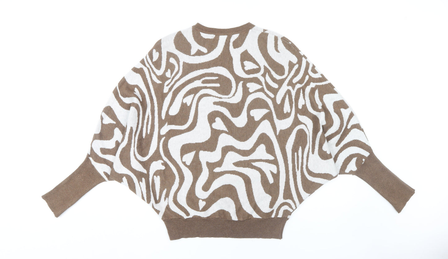 Womens UK Size M/L Wild Flower Brown  Jumper