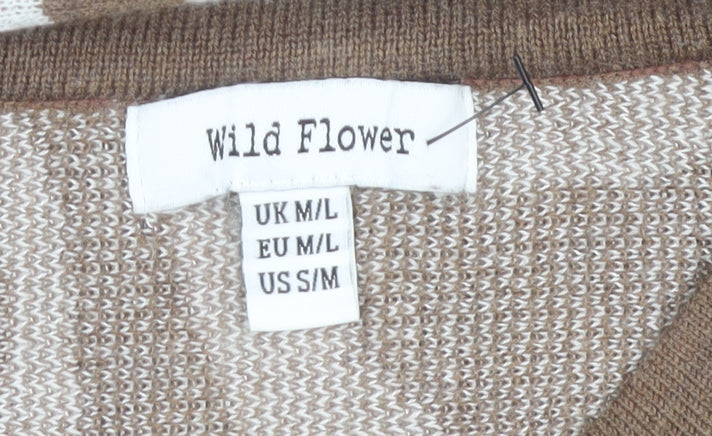 Womens UK Size M/L Wild Flower Brown  Jumper