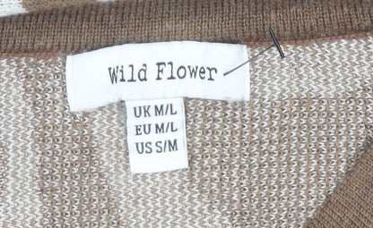 Womens UK Size M/L Wild Flower Brown  Jumper
