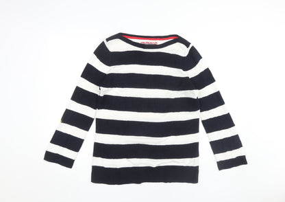 Maine Women's Black Striped Pullover Jumper Size 14