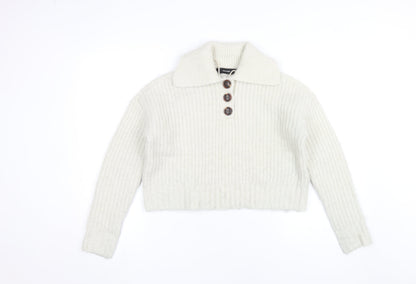 Womens UK Size XS VERO MODA Ivory Henley Jumper