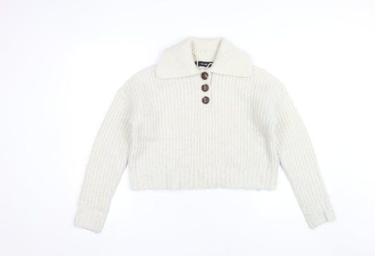 Womens UK Size XS VERO MODA Ivory Henley Jumper