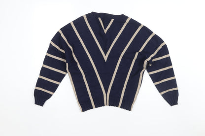 Womens UK Size 8 Apricot Blue Pullover Jumper