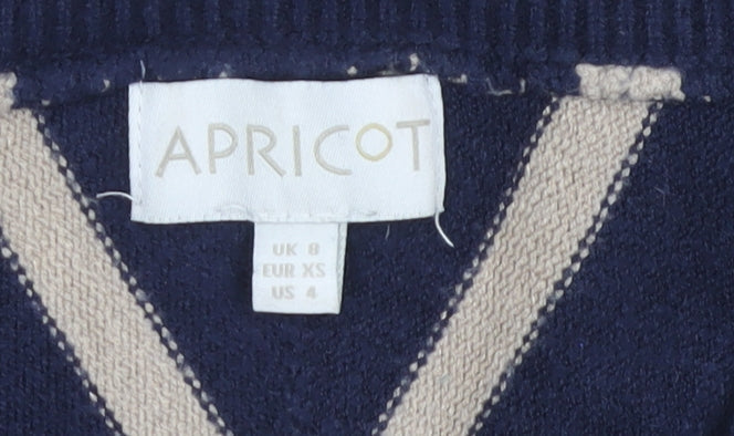Womens UK Size 8 Apricot Blue Pullover Jumper