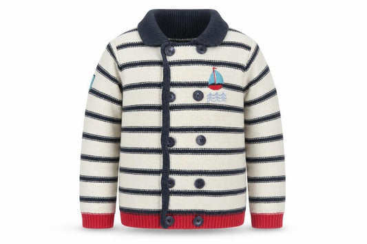 Sergent Major Boys Blue Striped Cardigan, 2 Years, Nautical Style