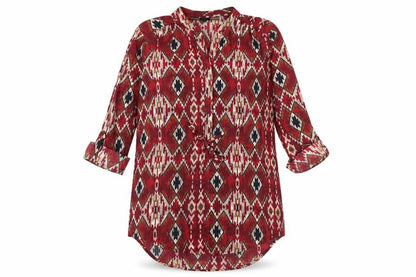 Next Women's Red Geometric 3/4 Sleeve Blouson Dress