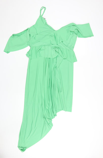 Asos Women's Green Asymmetric Dress UK 16
