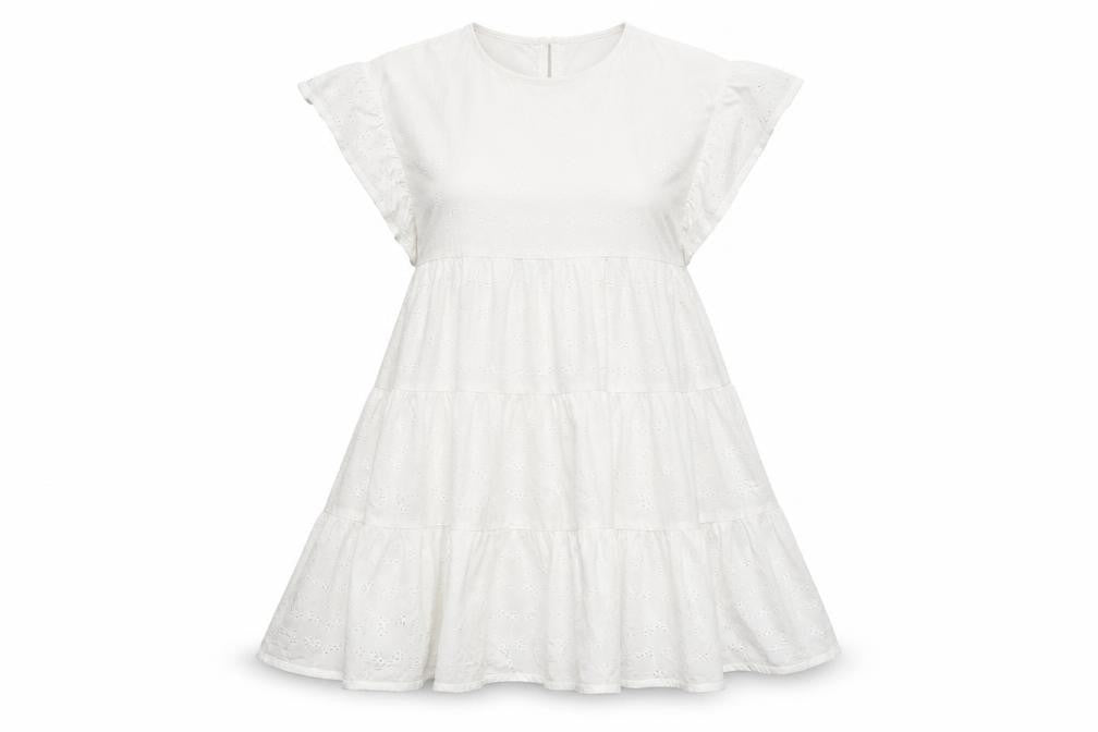 New Look Women's White Cotton Dress Size 10