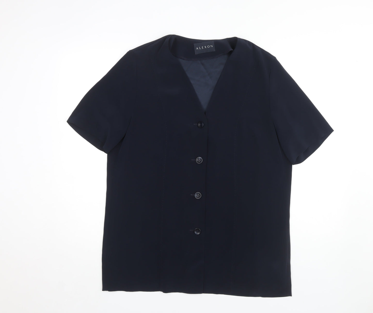 Alexon Women's Blue Button-Up Blouse Size 14 Classic Fit