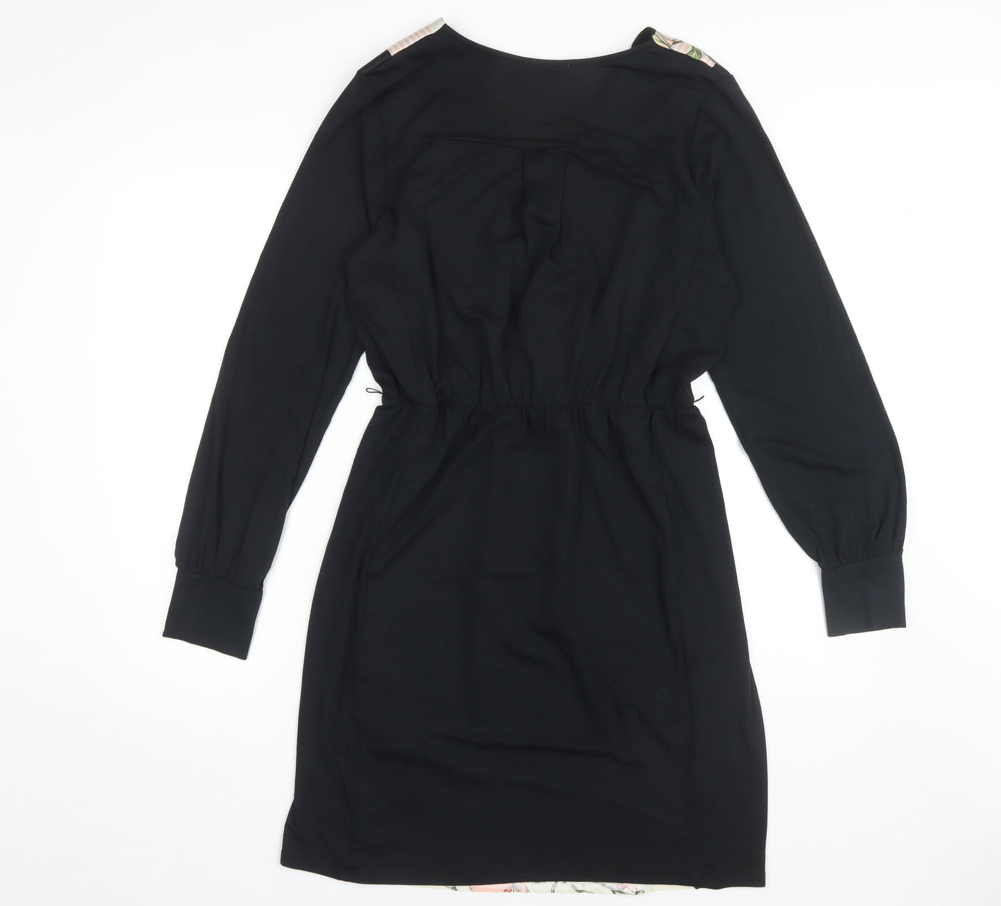 Oasis Women's Black Floral V-Neck Dress Size M