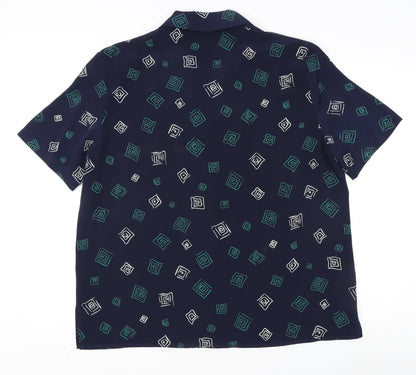 Alexon Women's Black Geometric Button-Up Shirt Size 16