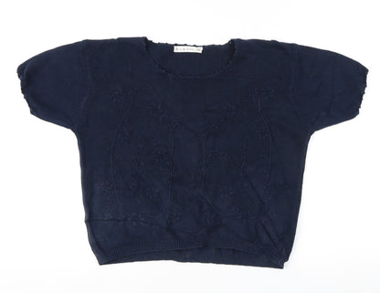 Womens UK Size M Joie de Vivre Blue Pullover Jumper